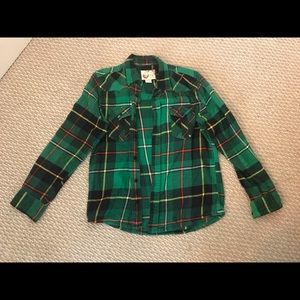 Green Flannel Button-up